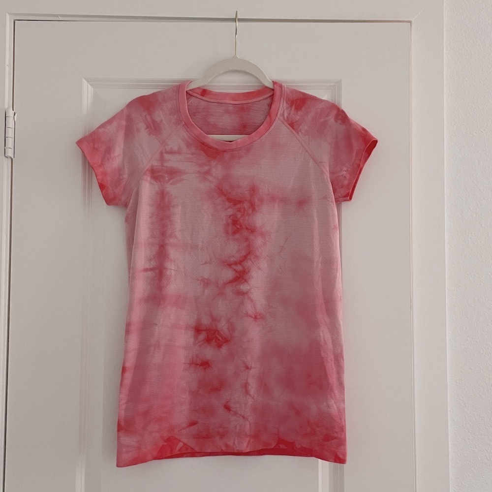 Lululemon Swiftly Tech Tie Dye T-shirt Short Sleeve Running Training Pink Gray
